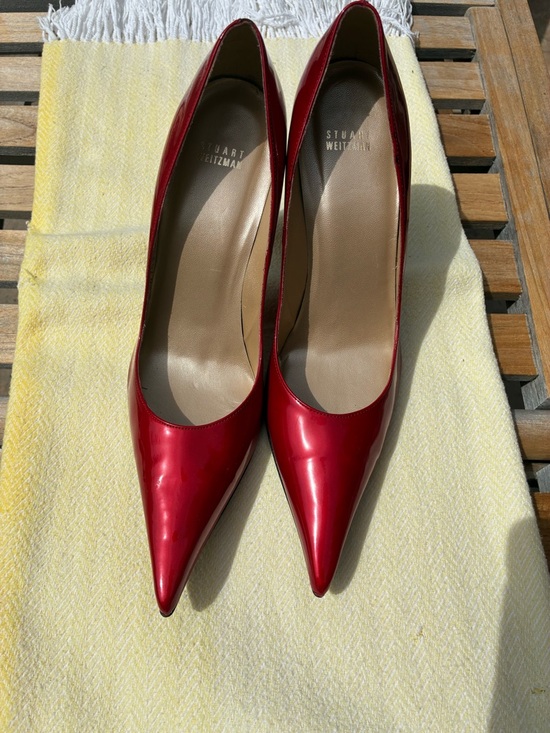 Stuart Weitzman Shoes - Stuart Weitzman Red Patent Pointed Toe Stiletto Pumps